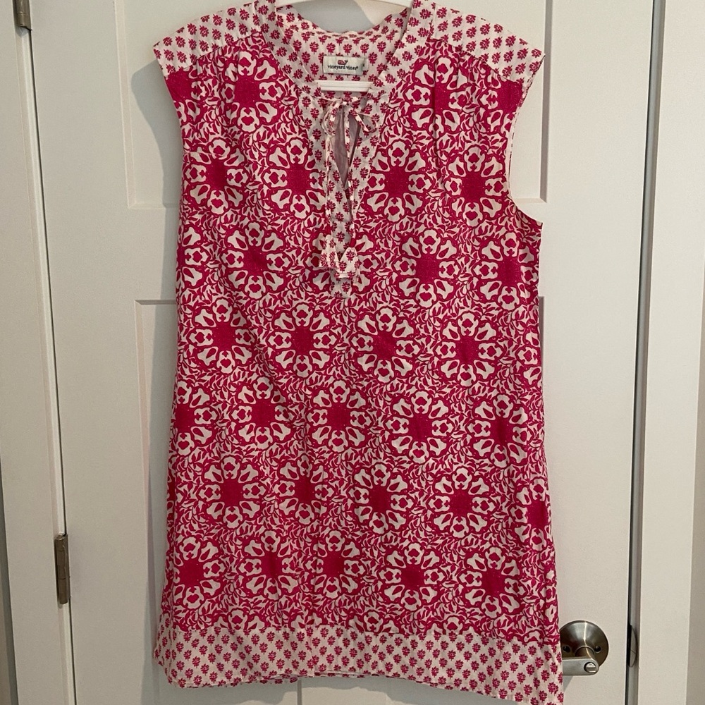 Vineyard Vines Tile Medallion Tassel tie Cotton Lined Dress - M Medium